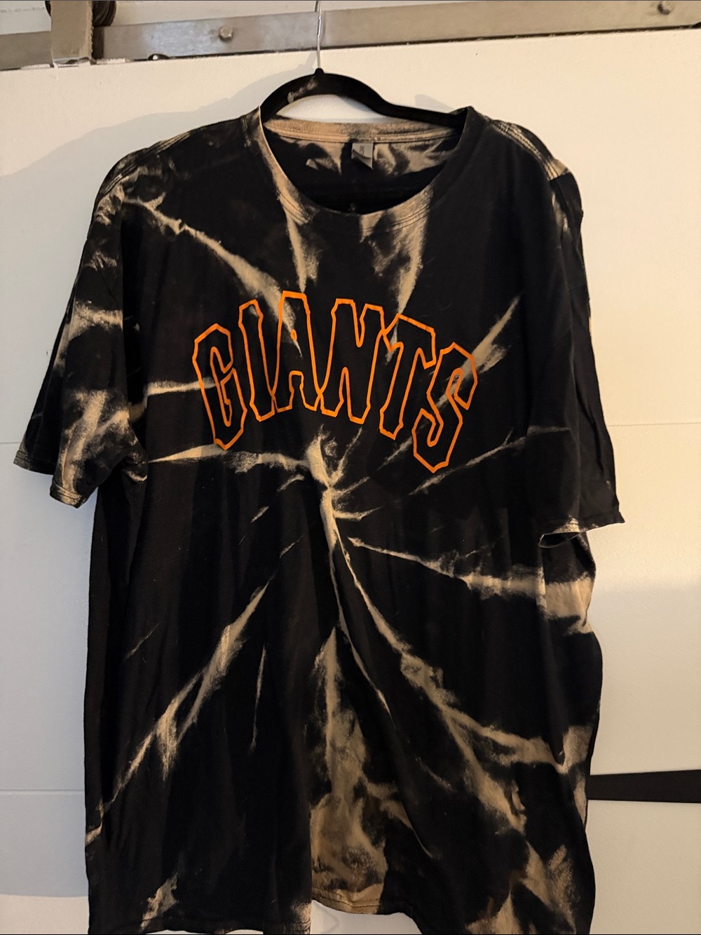 Gildan Black Tie-Dye "Giants" Short Sleeve Tee with Orange Lettering
